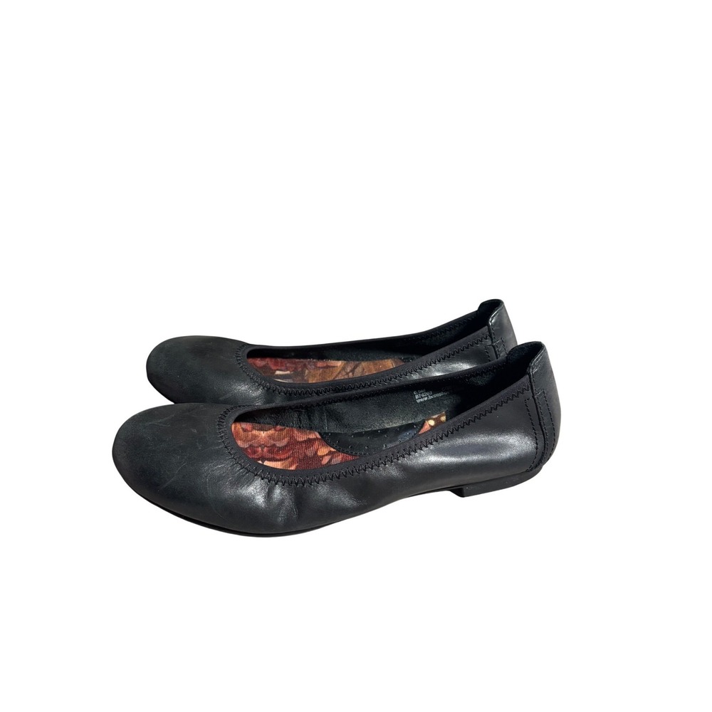 Born Julianne 6.5 Black Leather Ballet Flats Round Toe Minimalist Boho Preppy